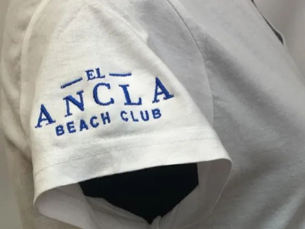 Camiseta con logotipo bordado en manga