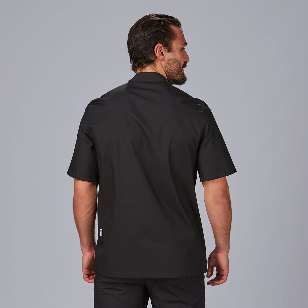 chaquetilla-cocina-manga-corta-popelin-negra-boton-pasta-917A00-2
