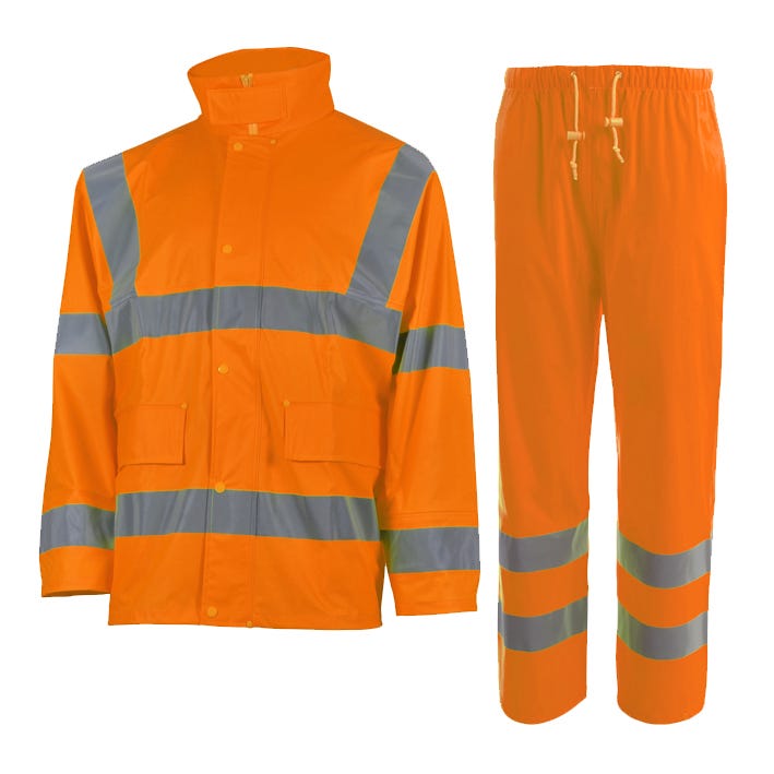 [OCTOPUS SET HV ORANGE XS] TRAJE LLUVIA MONOCOLOR ALTA VISIBILIDAD EN 20471 CLASE 3 EN 343 EN 13688 (XS, HV ORANGE)