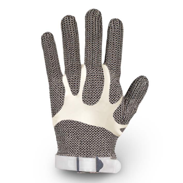 GUANTE MALLA METALICA ACERO 1 SOLA MANO AMBIDIESTRO CON AJUSTADOR 05PVC