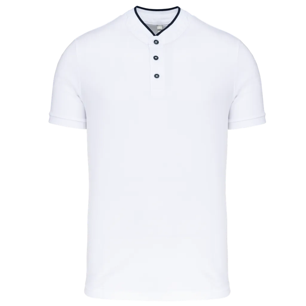 [K223_59297_59287] POLO CRO M/C SIN CUELLO FILO 100%ALGODON 220GRAMOS (XS, White / Navy)