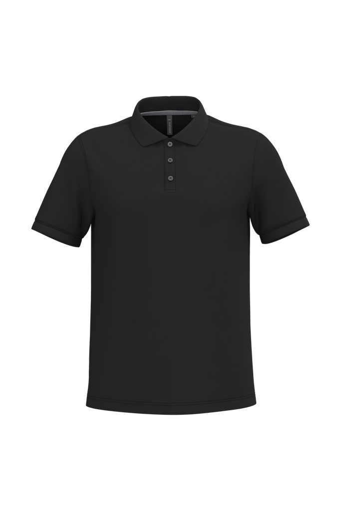 [K241C_35269_35273] POLO CRO M/C 100% ALGODON PEINADO 220GR CLASICO 60º LAVADO CERTIFICADO OEKO-TEX 3 BOTONES (S, Black)