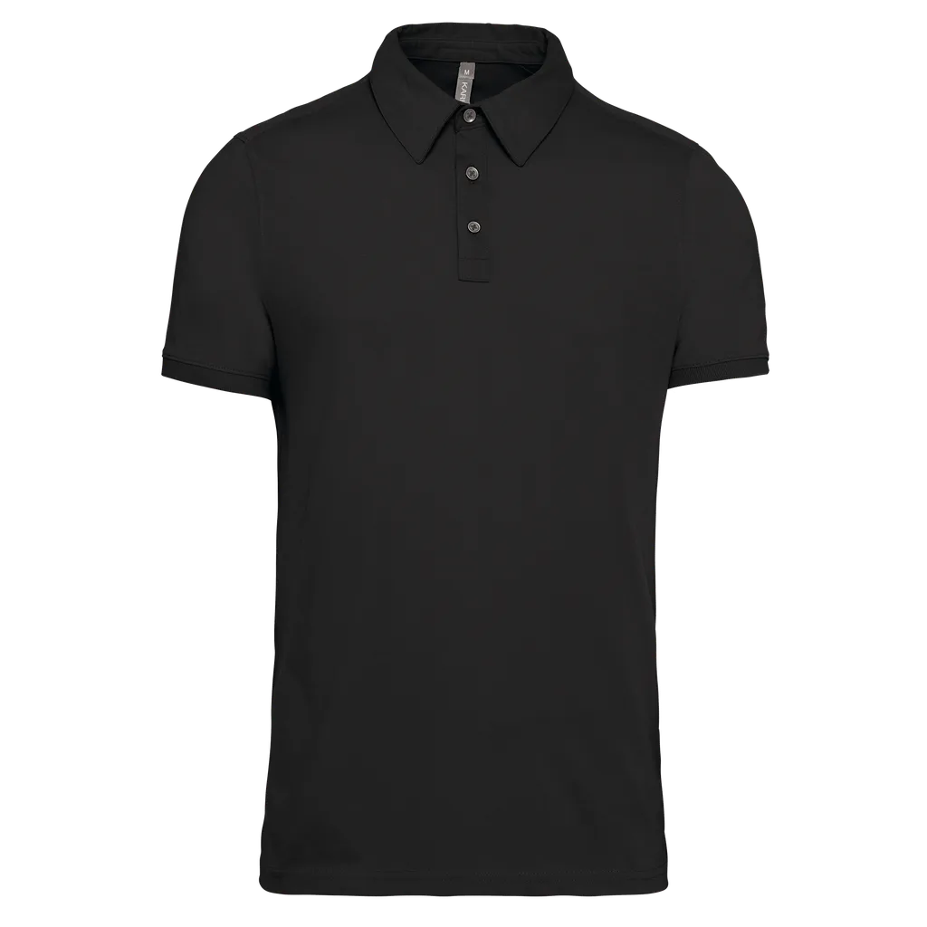 [K262_60998_59326] POLO CRO M/C TEJIDO CAMISETA 180 GR 100%ALG PEINADO 3 BOTONE (S, Black)