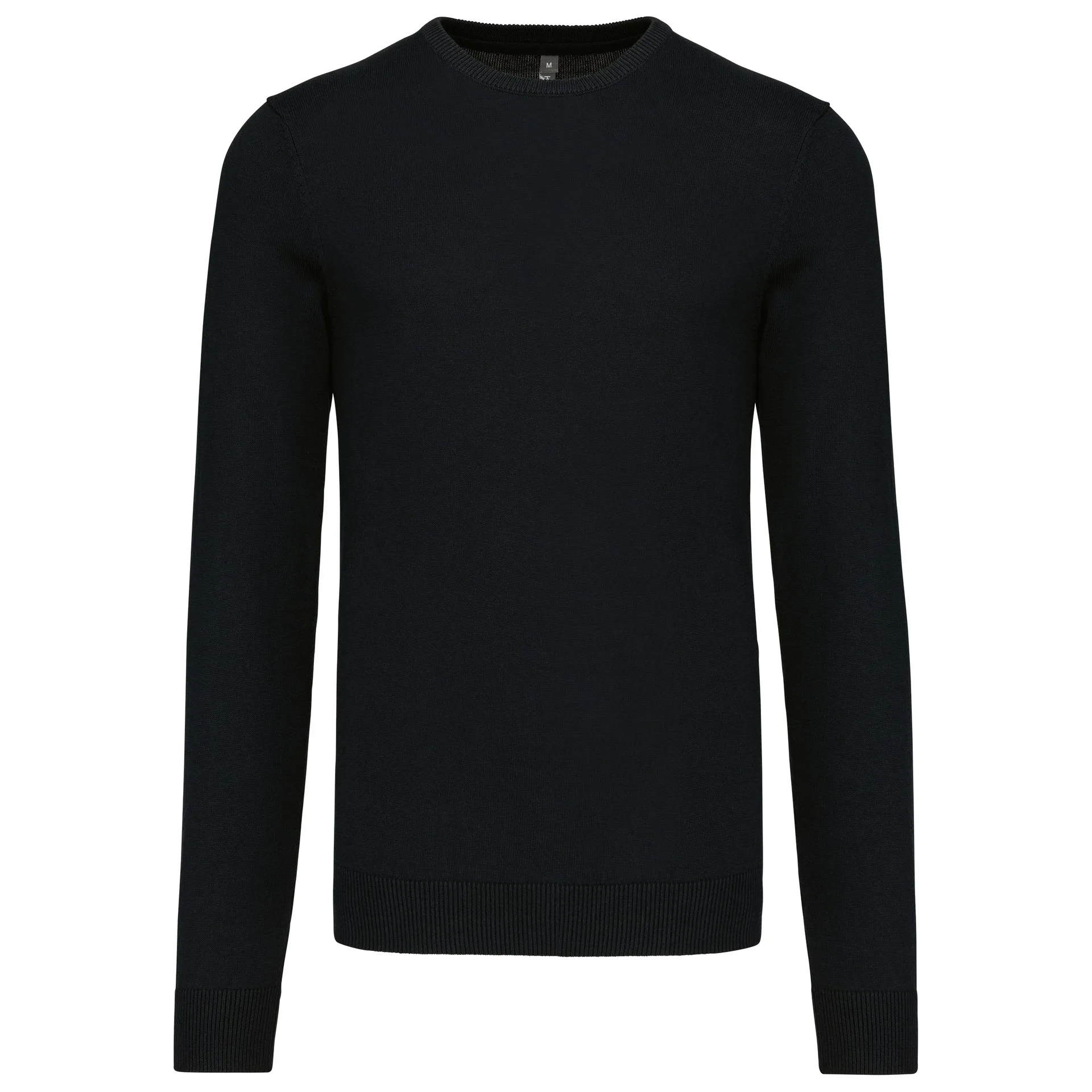 [K967_39610_39609] JERSEY CRO CUELLO REDONDO 50%ALGODON 50%ACRILICO AJUSTADO (S, Black)