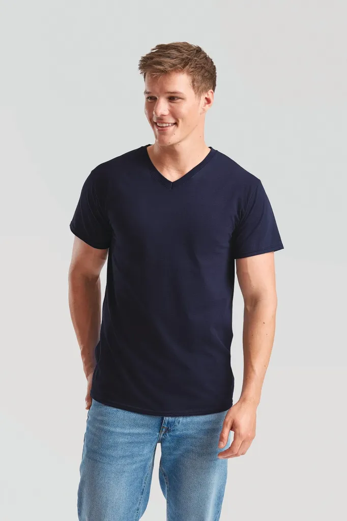 Camiseta hombre m/corta cuello pico 165gr 61-066-0 valueweight