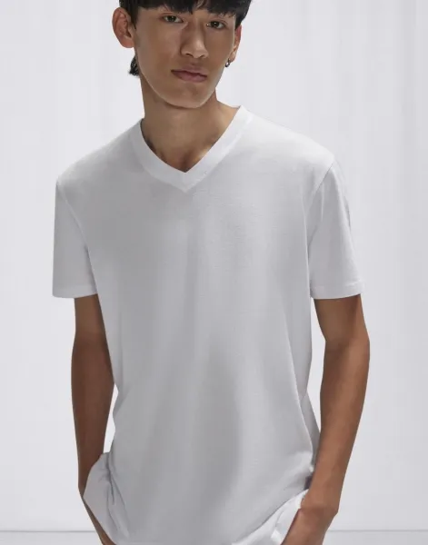 [CGTU008_97868_97861] CAMISETA ALGODÓN PREENCOGIDO CUELLO PICO TU008 (XS, Black)