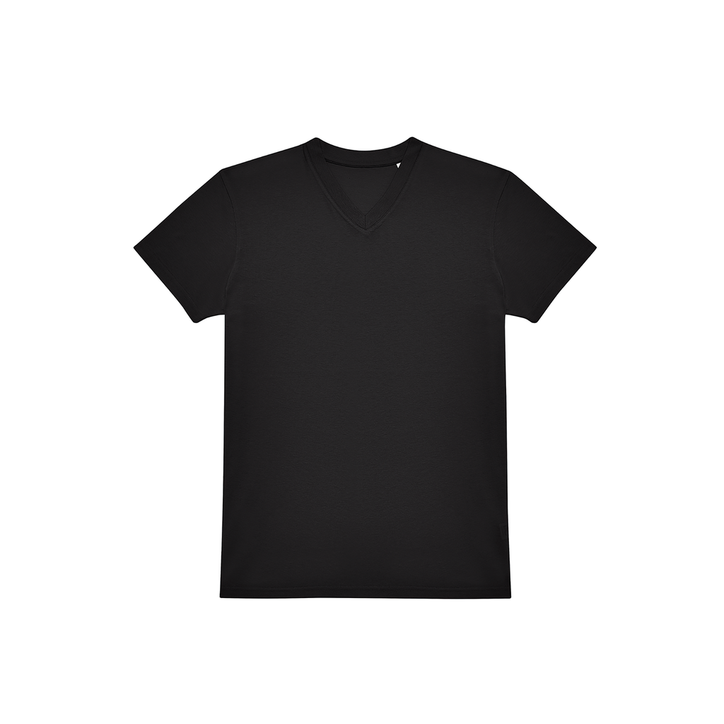 [CGTU008_97868_97861] CAMISETA ALGODÓN PREENCOGIDO CUELLO PICO TU008 (XS, Black)