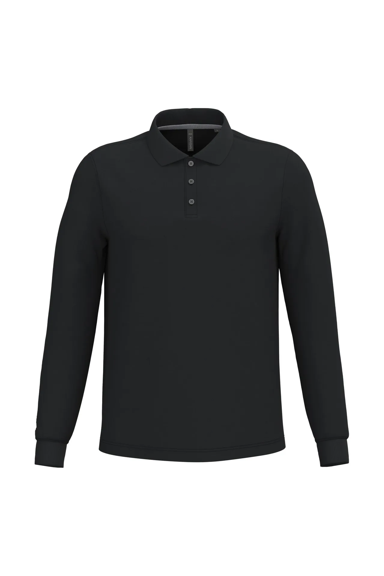 [K243C_35307_35311] POLO MANGA LARGA ALGODÓN PIQUÉ CONTRASTES K243 (S, Black)