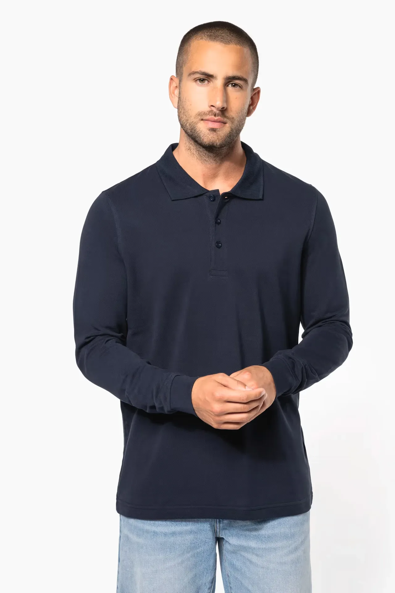 POLO MANGA LARGA ALGODÓN PIQUÉ CUELLO CANALÉ K256
