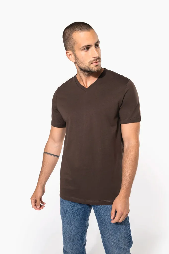 CAMISETA MANGA CORTA CUELLO PICO ALGODÓN PEINADO K357