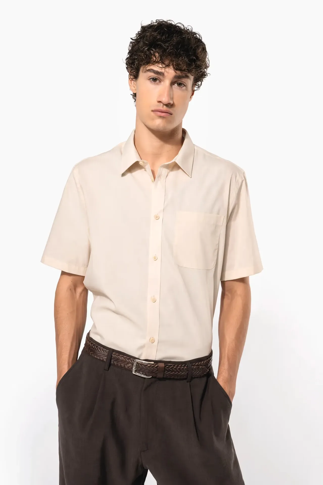 CAMISA POPELINA POLIALGODÓN MANGA CORTA EASY-CARE K551
