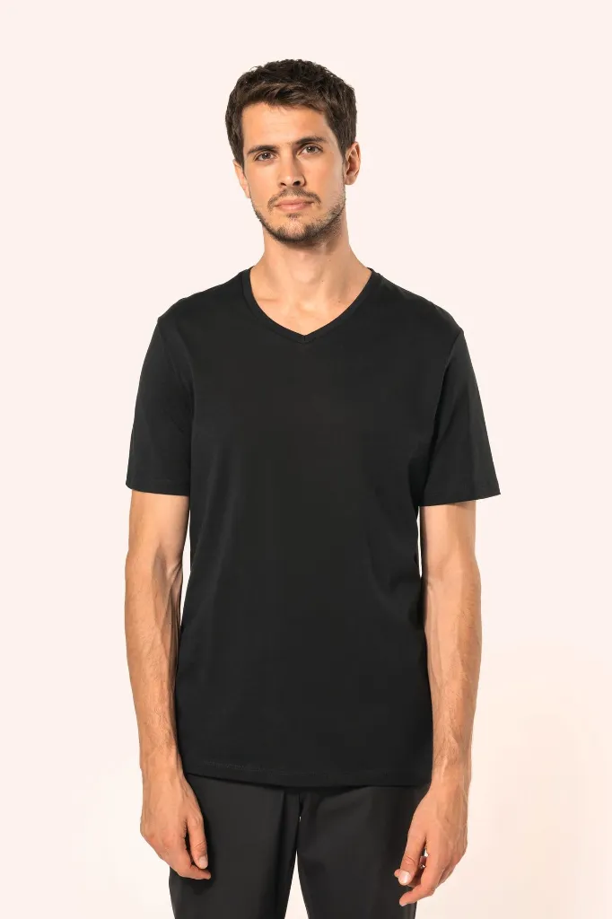CAMISETA SUPIMA® CUELLO PICO MANGA CORTA SIN ETIQUETA PK304