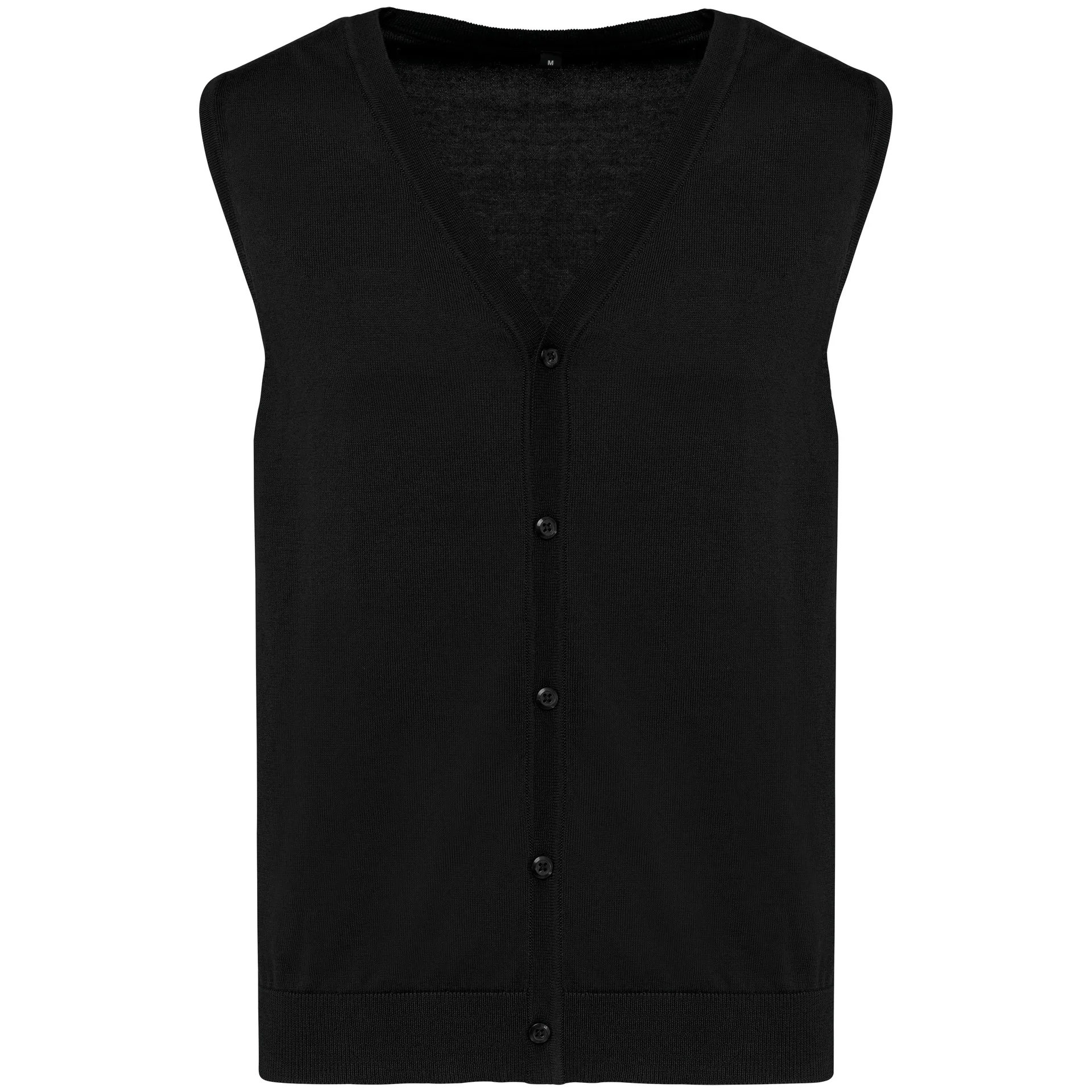 [PK904_80910_80904] CHALECO SUPIMA ALGODÓN PEINADO ABIERTO BOTONES PK904 (S, Black)