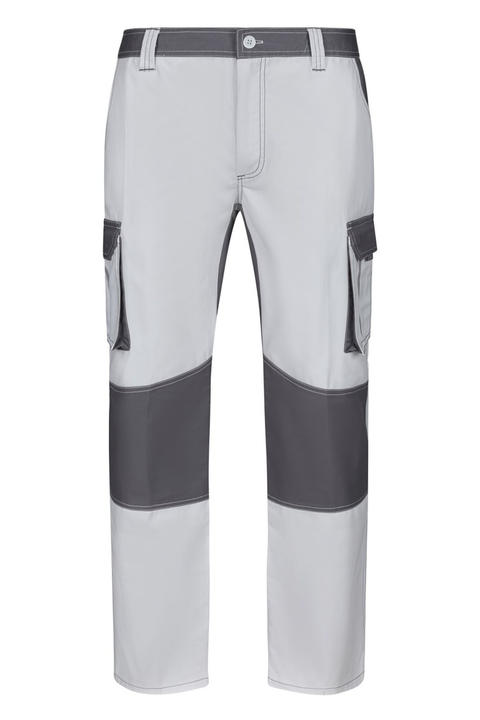 [103020B_07/08_34] PANTALON MULTIBOLSILLOS COMBINADO RODILLERAS 240 GR 65%POLI (34, 07/08 BLANCO/GRIS)