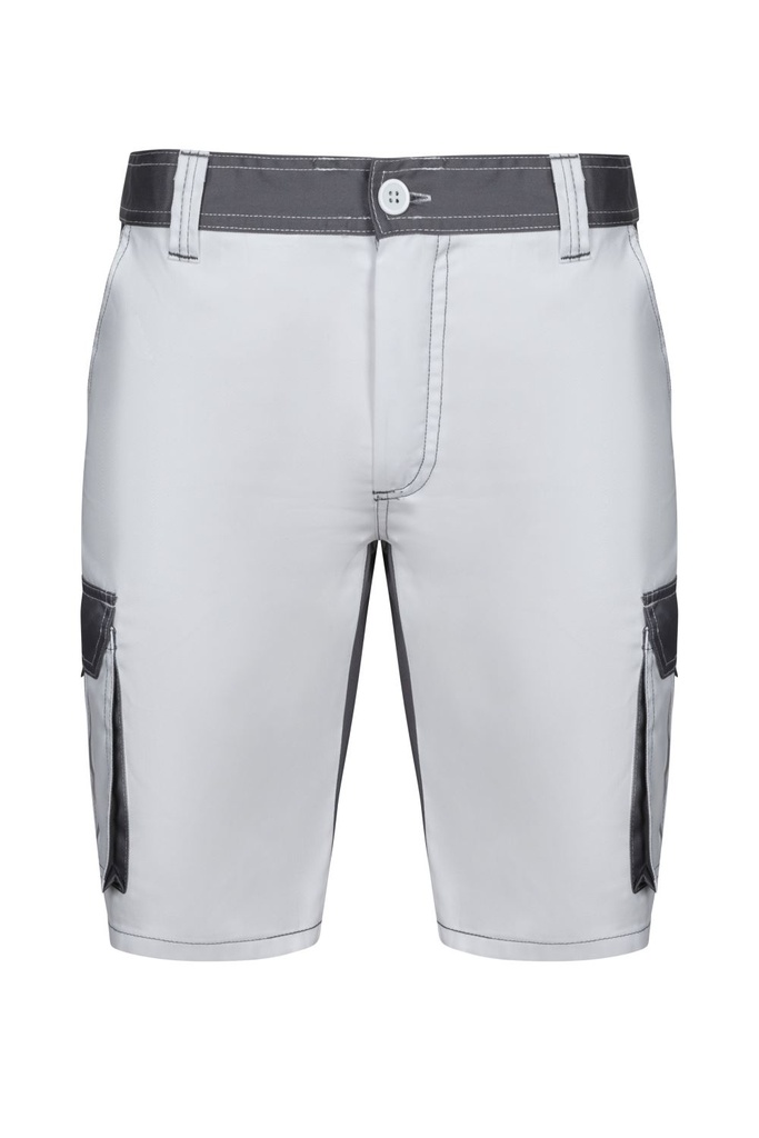 [103021B_07/08_34] PANTALON CORTO COMBINADO POLIESTER ALGODON (34, 07/08 BLANCO/GRIS)