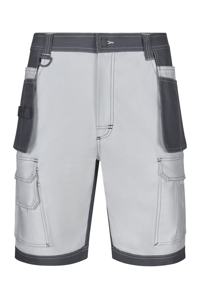 [103029S_07/08_S] PANTALON CORTO DE TRABAJO CANVAS 2% STRETCH SOLIDMATCH VELILLA 103029S (S, 07/08 BLANCO/GRIS)