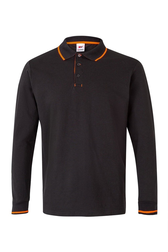 [105515_00/19_XS] POLO M/LARGA FLUOR MATCH VELILLA 105515 (XS, 00/19 NEGRO/NARANJA FLÚOR)
