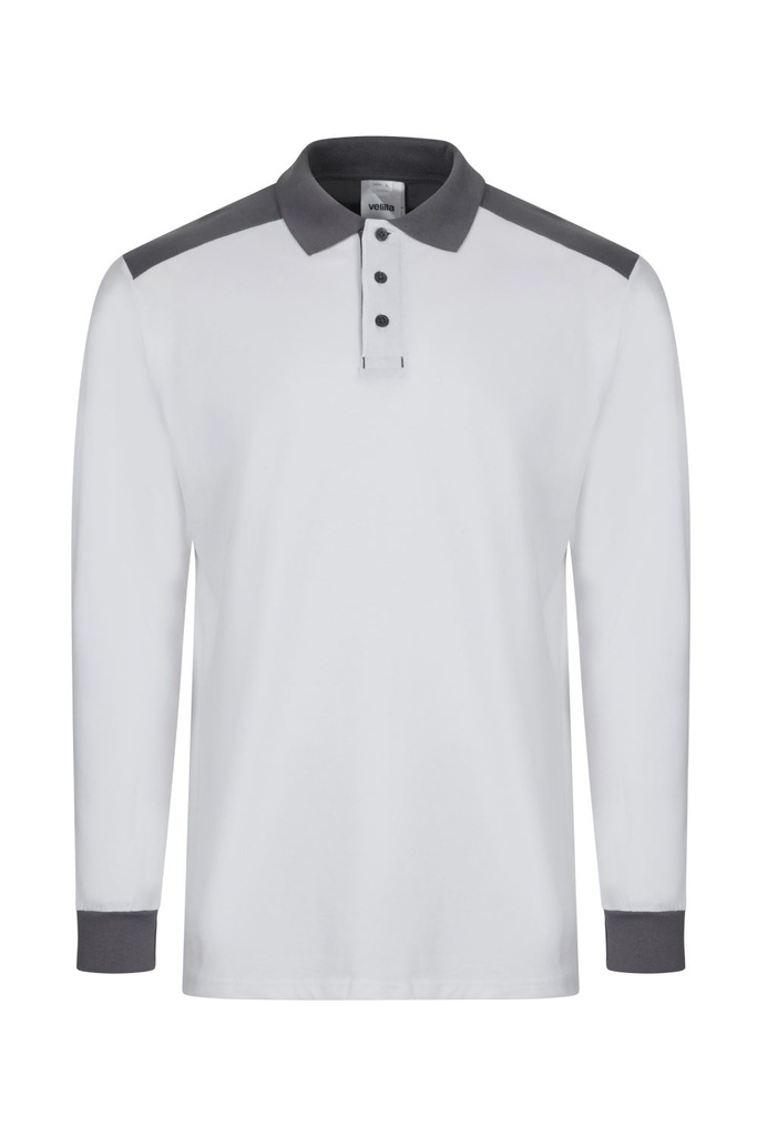 [105529S_07/08_XS] POLO M/LARGA SOLID MATCH VELILLA 105529S (XS, 07/08 BLANCO/GRIS)
