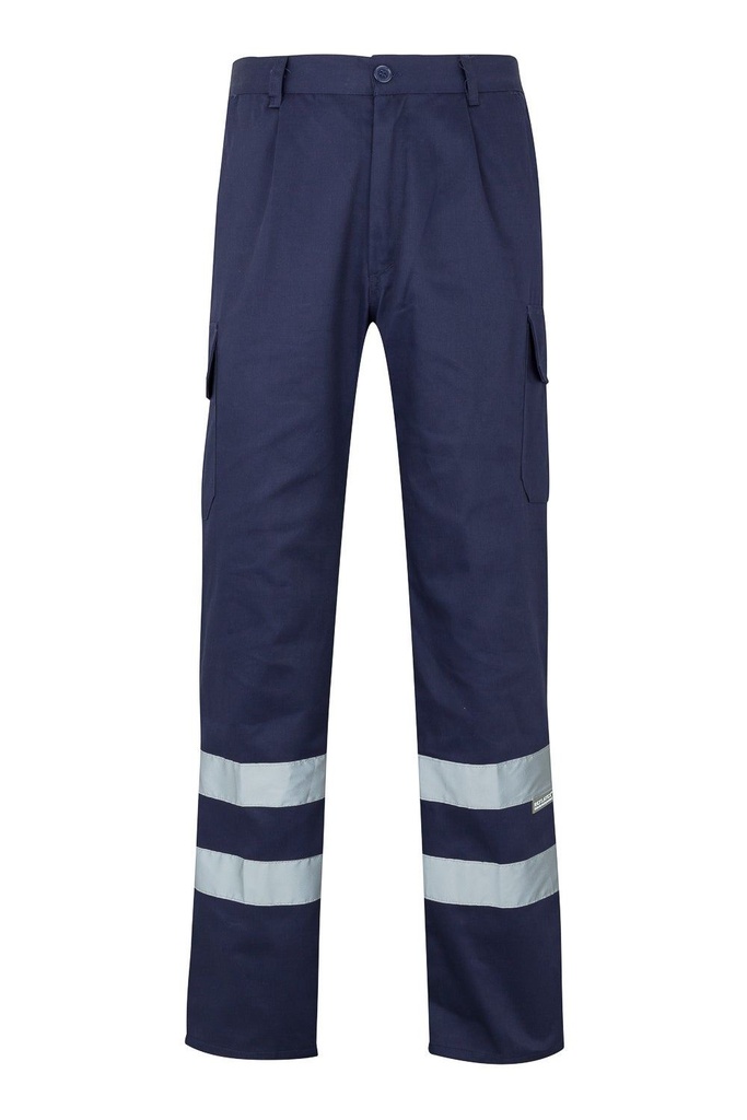[159_01_S] PANTALON MULTIBOLSILLOS 2 CINTAS REFLECTANTE PLATA EN PIERNA (S, 01 AZUL MARINO)