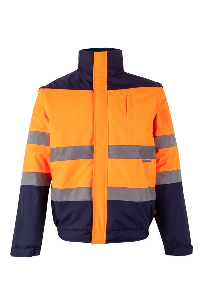 [161_01/19_S] CAZADORA ALTA VISIBILIDAD DESMANGABLE VELILLA 161 (S, 01/19 AZUL MARINO/NARANJA FLÚOR)