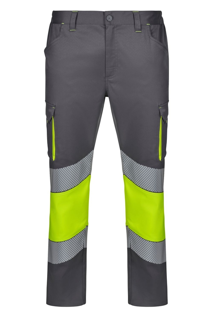 [303008S_08/20_S] PANTALON ALTA VISIBILIDAD SEGMENTADA VELILLA 303008S (S, 08/20 GRIS/AMARILLO FLÚOR)