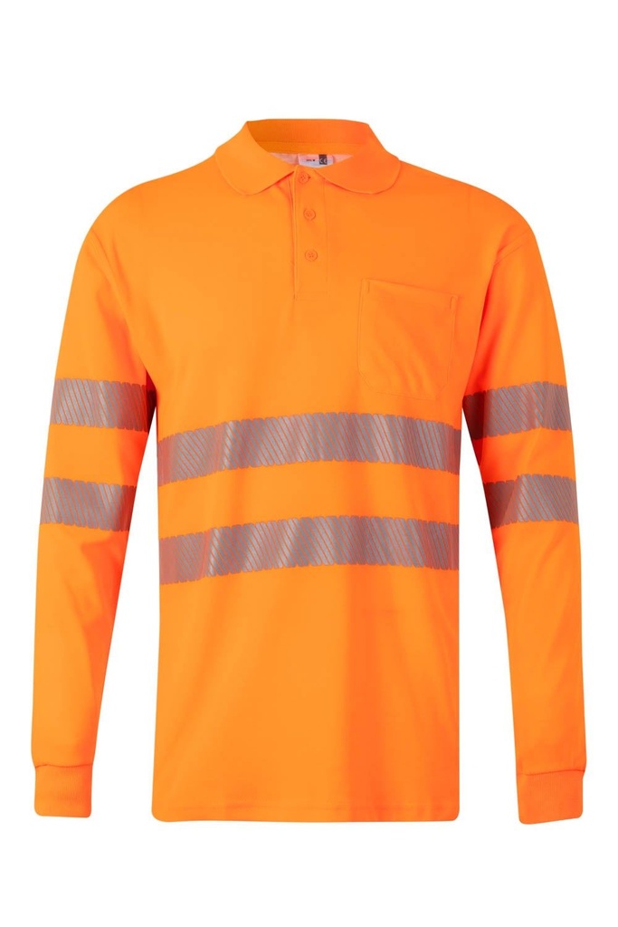 POLO CRO M/L A/V MONO COLOR BANDAS REFLECTANTES SEGMENTADAS EN20471 1 55%ALGODON 45%POLIESTER 150 GRAMOS