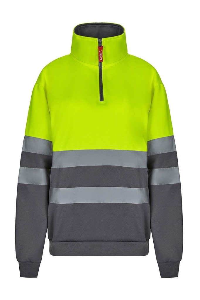 [305701_08/20_S] SUDADERA ALTA VISIBILIDAD MEDIA VELILLA 305701 (S, 08/20 GRIS/AMARILLO FLÚOR)