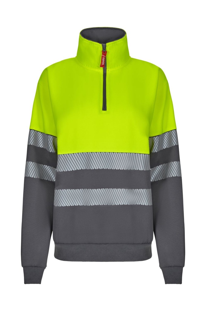 [305703_08/20_S] SUDADERA ALTA VISIBILIDAD MEDIA CREMALLERA SEGMENTADA VELILLA 305703 (S, 08/20 GRIS/AMARILLO FLÚOR)
