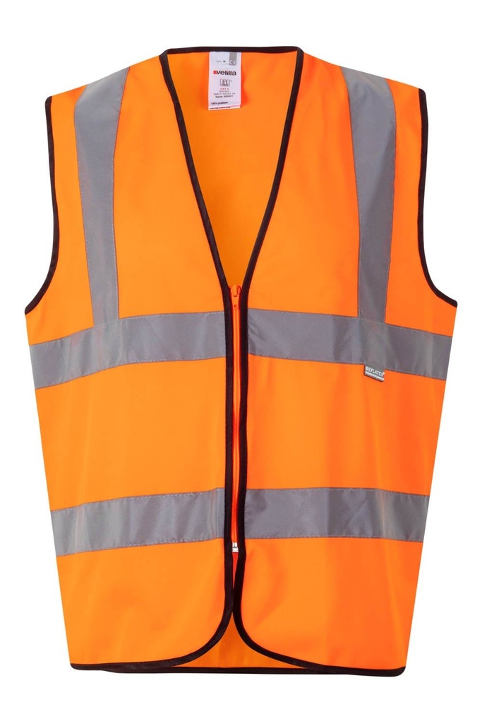 [305901_19_S] CHALECO FLUOR CON CREMALLERA A/V EN 471 4 BANDAS (S, 19 NARANJA FLÚOR)