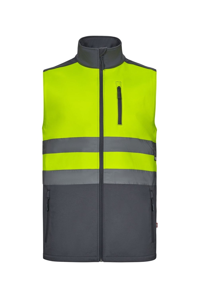 [305906_08/20_S] CHALECO DE ALTA VISIBILIDAD SOFT SHELL VELILLA 305906 (S, 08/20 GRIS/AMARILLO FLÚOR)