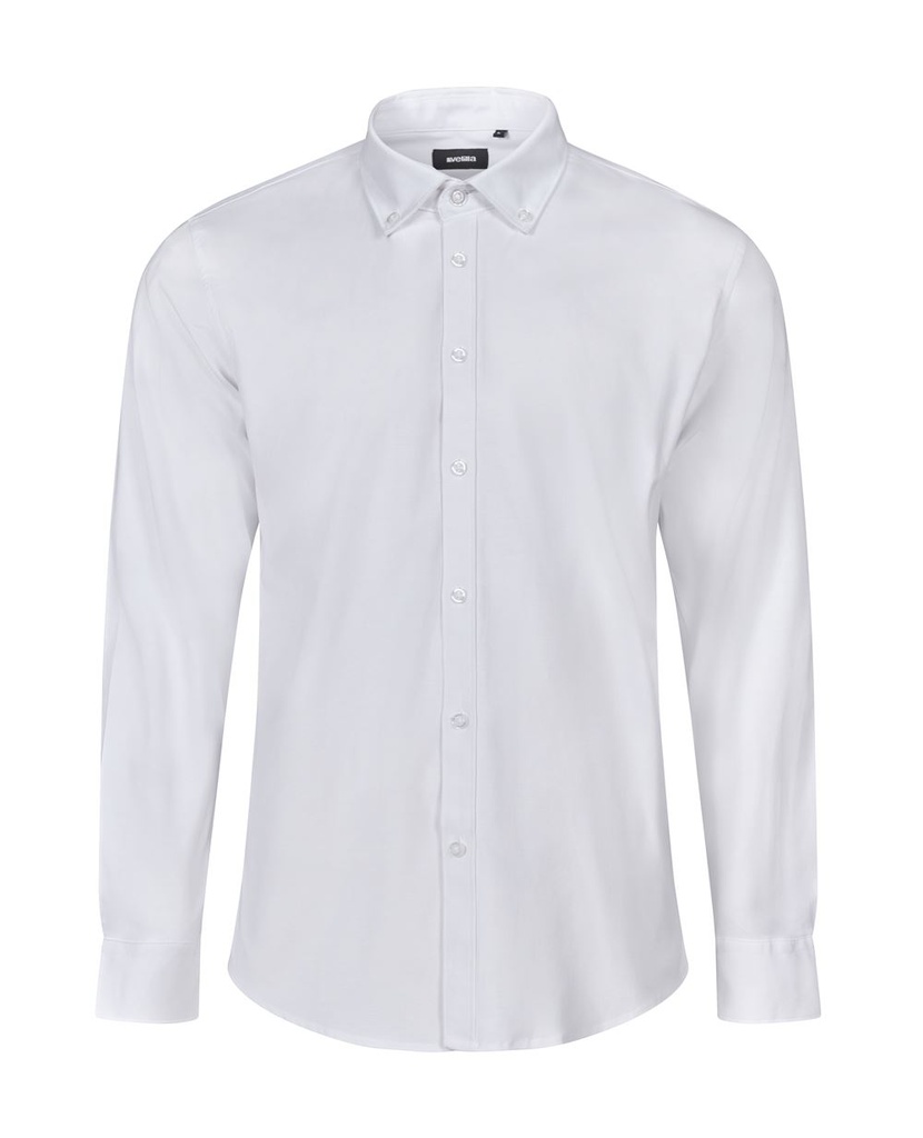 [405004S_07_S] CAMISA CRO M/L OXFORD TEJIDO ELASTICO 50%ALGODON 45%POLIESTER 5%ELASTAN (S, 07 BLANCO)