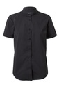 BLUSA M/C CUELLO MAHO ENTALLADA BOTON OCULTO TAPETA ELASTAN