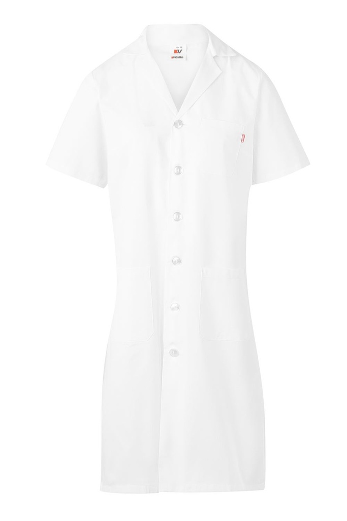 [907_07_38] BATA MUJER ENTALLADA MANGAS CORTA CON SOLAPA CLASICA VELILLA 907 CON TRES BOLSILLOS (38, 07 BLANCO)