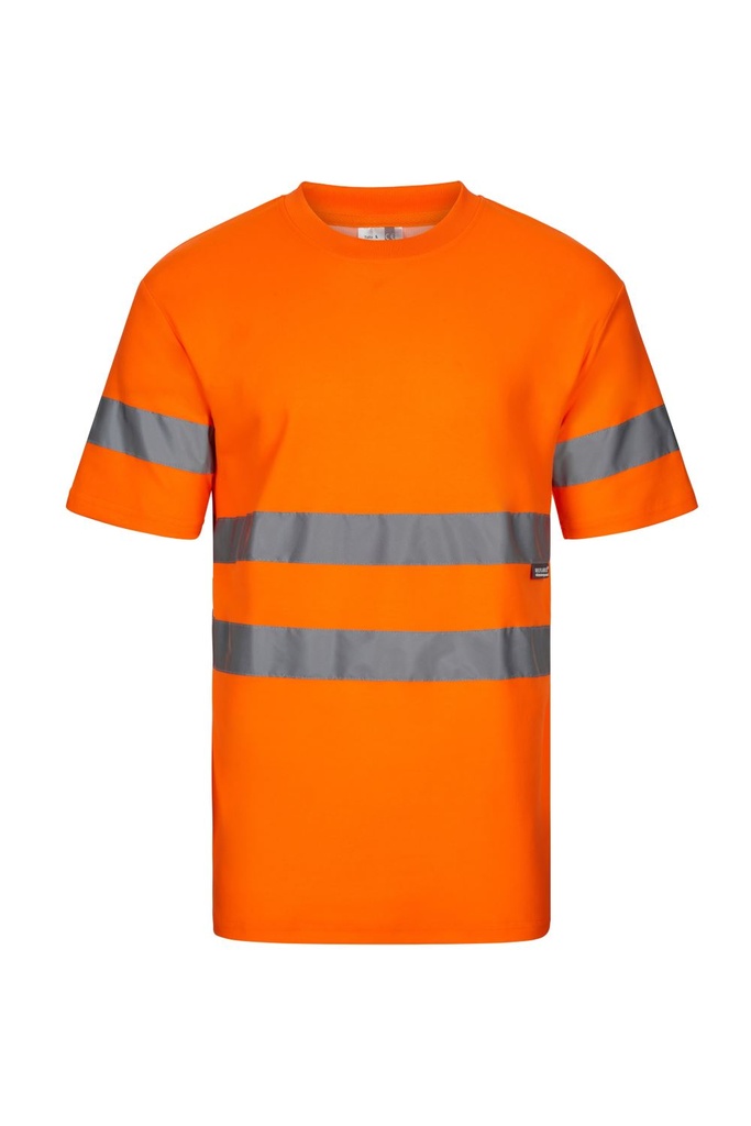 [305612_19_S] CAMISETA CUELLO CANALÉ CINTAS REFLECTANTES 305612 (S, 19 NARANJA FLÚOR)
