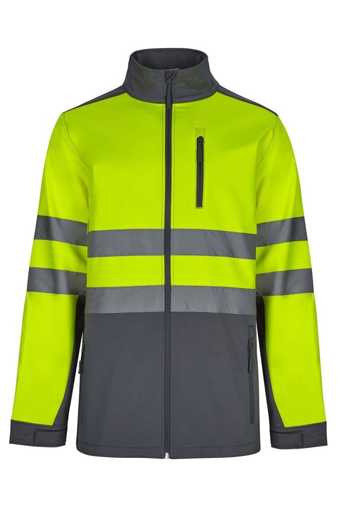 [306006_08/20_S] CHAQUETA TRIPLE CAPA CINTAS REFLECTANTES 306006 (S, 08/20 GRIS/AMARILLO FLÚOR)