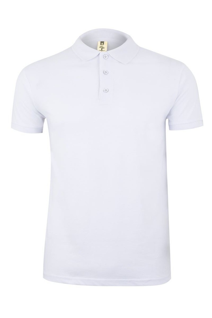 [MK215WV_100_S] POLO HOMBRE BLANCO M/CORTA PIQUÉ 65%POLIÉSTER 35%ALGODÓN GIBSON (S)