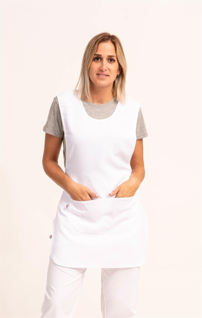 CASULLA BRETAÑA BLANCA 1 BOLSILLO CENTRAL 84x51 100%POLIESTE
