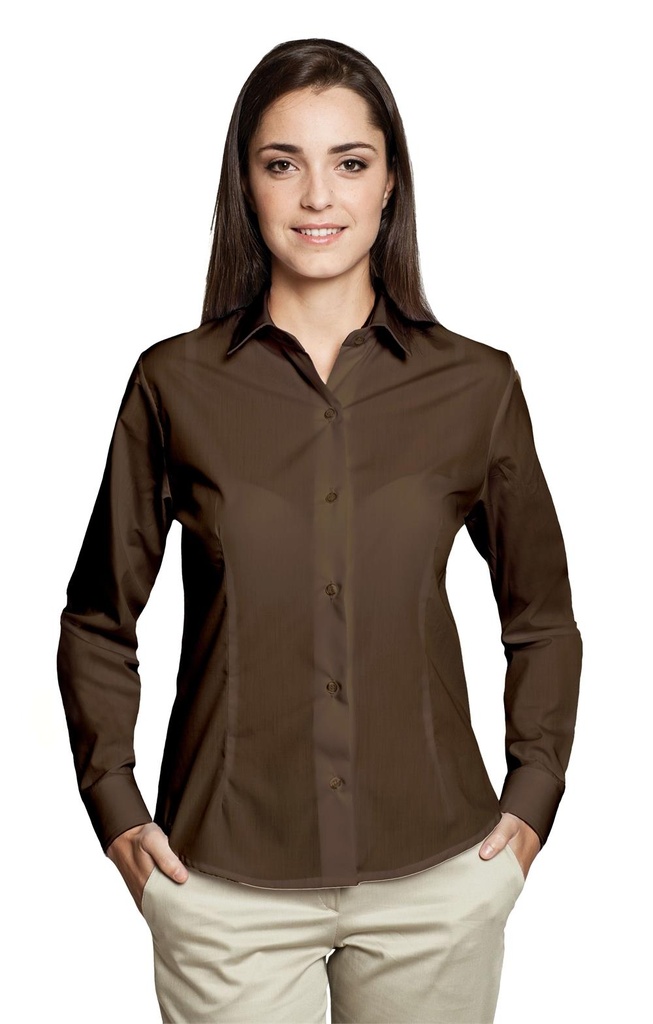 [3602C_0048_34] BLUSA M/L COLOR INTENSO POPELIN SIN BOLSILLO ENTALL CAMISERO (34, 48 CHOCOLATE)
