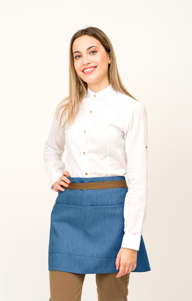 [110419_0065_Unica] MANDIL CORTO CANVAS CON BOLSILLOS 88X82CM 100%POLIESTER 290G (65 CELESTE)