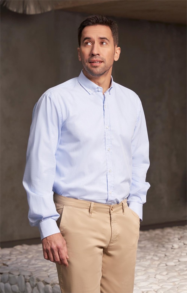 [3149_0061_0] CAMISA CRO M/L RAYA KODAK 60% ALGODON 40%POLIESTER 110 GR BOTON CUELLO LEBECHE (0)