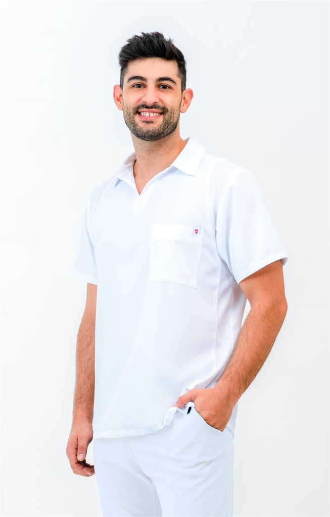 [114400_2000_S] POLO HOMBRE MANGAS CORTA MICROFIBRA ESPADA TRANSPIRABLE 114400 EUROSAVOY (S, 2000 BLANCO)