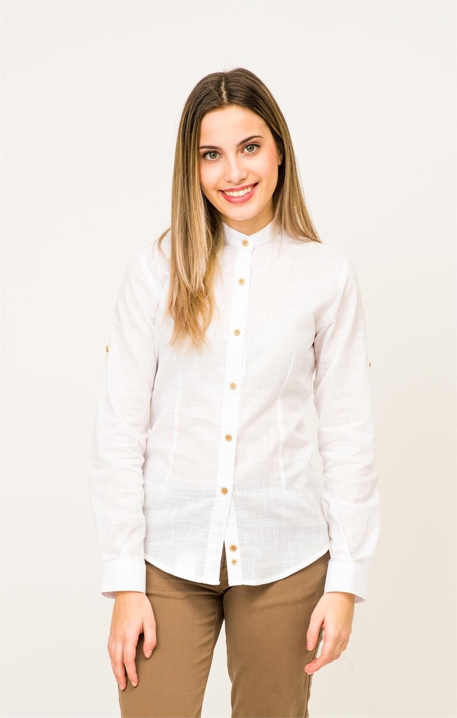 BLUSA MANGAS LARGA IMITACION LINO 100% ALGODON MORELLA