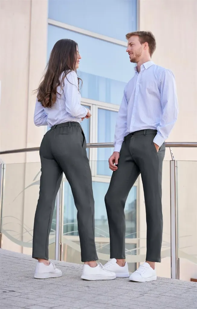 PANTALON CHINO UNISEX GOMA CINTURA VESTIR TEJIDO SUITFLEX RUSTICO 100%POLIESTER