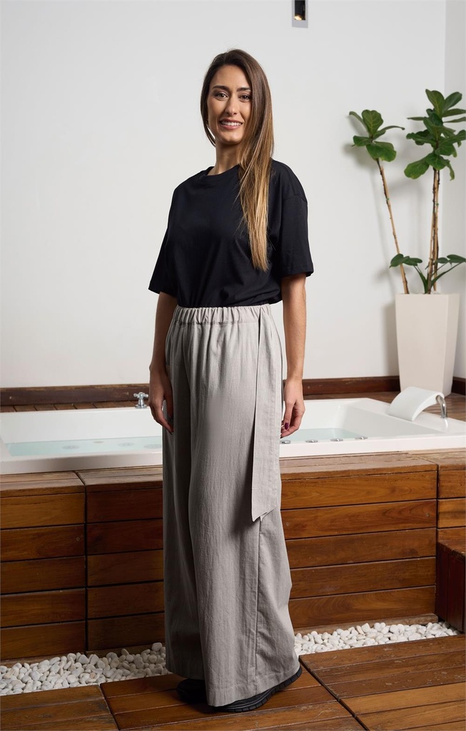 PANTALON MUJER PIERNA ANCHA CINTURA GOMA EUROSAVOY 112221 HAKAMA