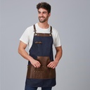 DELANTAL PETO VAQUERO Y PIEL AJUSTABLE MULTIBOLSILLO 73X68 CM 100004
