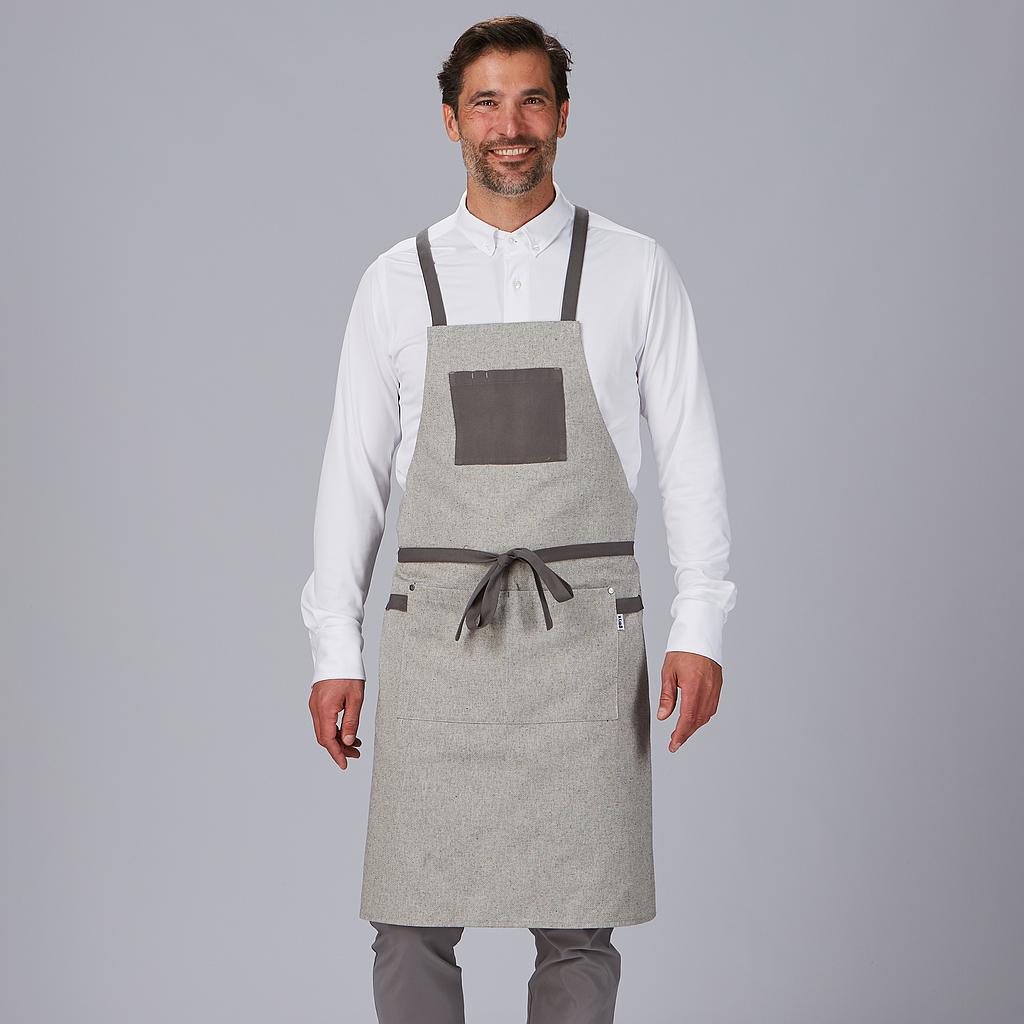 [100037-109-UD] DELANTAL PETO LONETA AJUSTE CINTAS ESPIGA 100037 (109 GRIS)