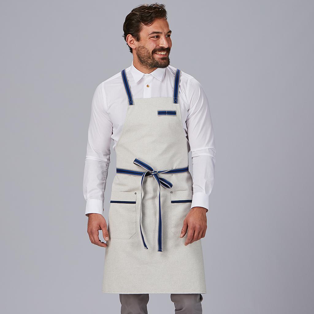 [100038-173-UD] DELANTAL PETO ALGODÓN POLIÉSTER CINTA RAYAS 100038 (173 GRIS CLARO)