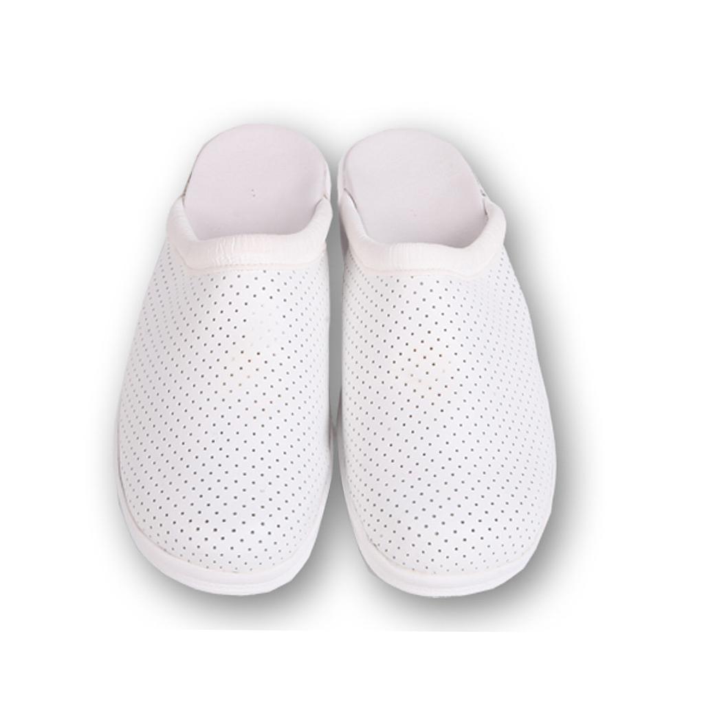 [1200Z0-101-36] ZUECO PIEL UNISEX ANTIDESLIZANTE 1200Z0 (36, 101 BLANCO)