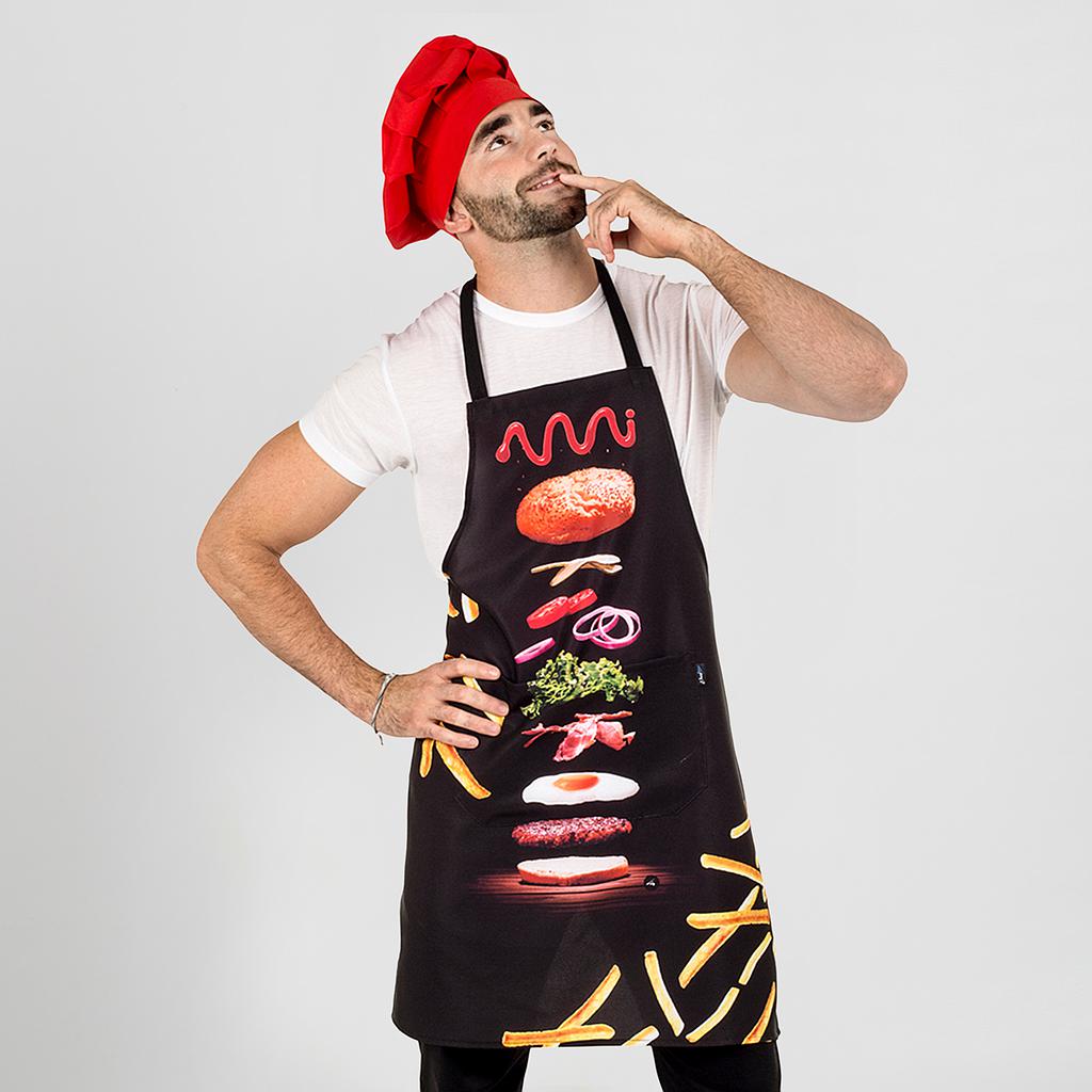 DELANTAL PETO BOLSILLO DISEÑO HAMBURGUESA 150160