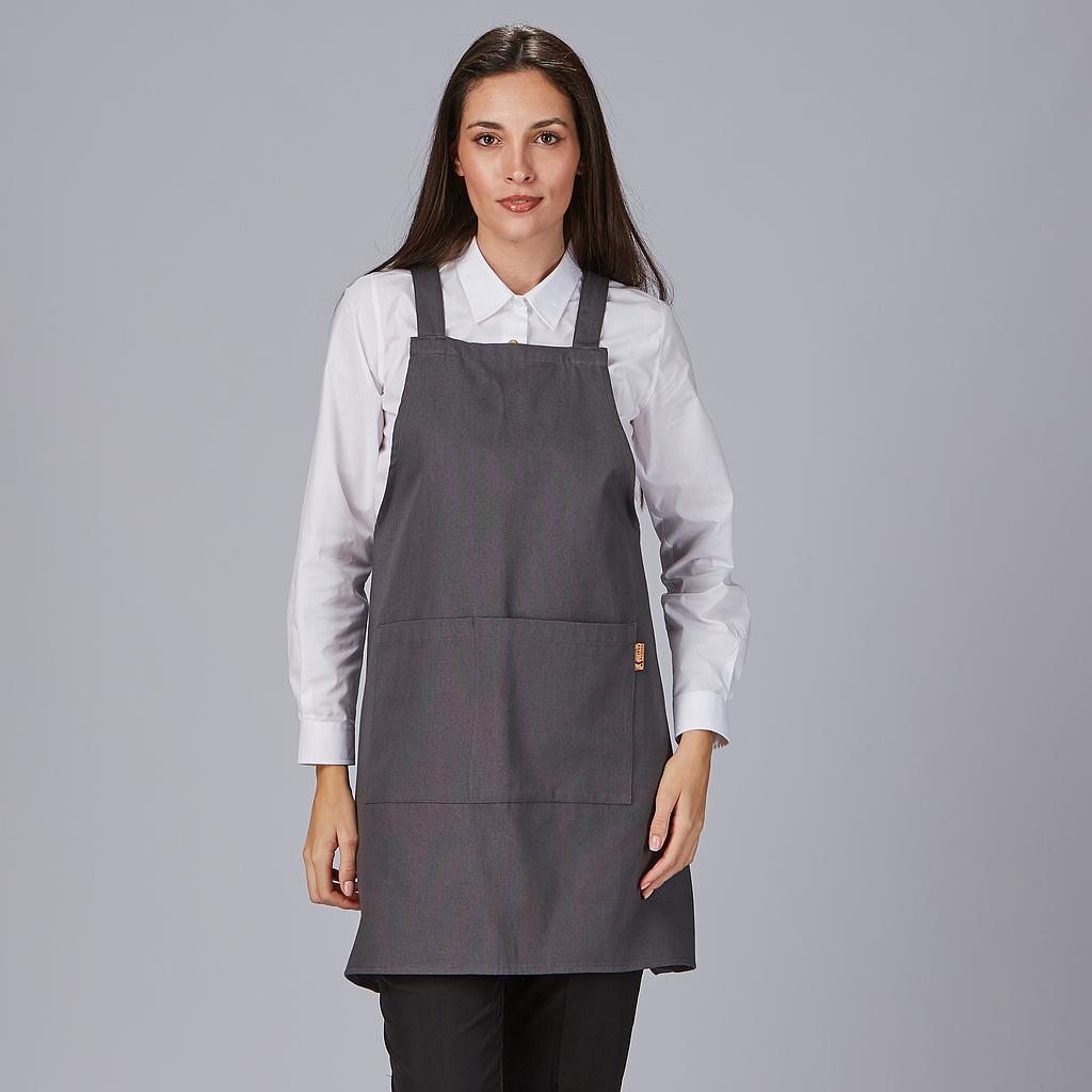 [157400-139-UD] DELANTAL PETO ALGODÓN ORGÁNICO AJUSTE CRUZADO GARY´S 157400 (139 GRIS MARENGO)